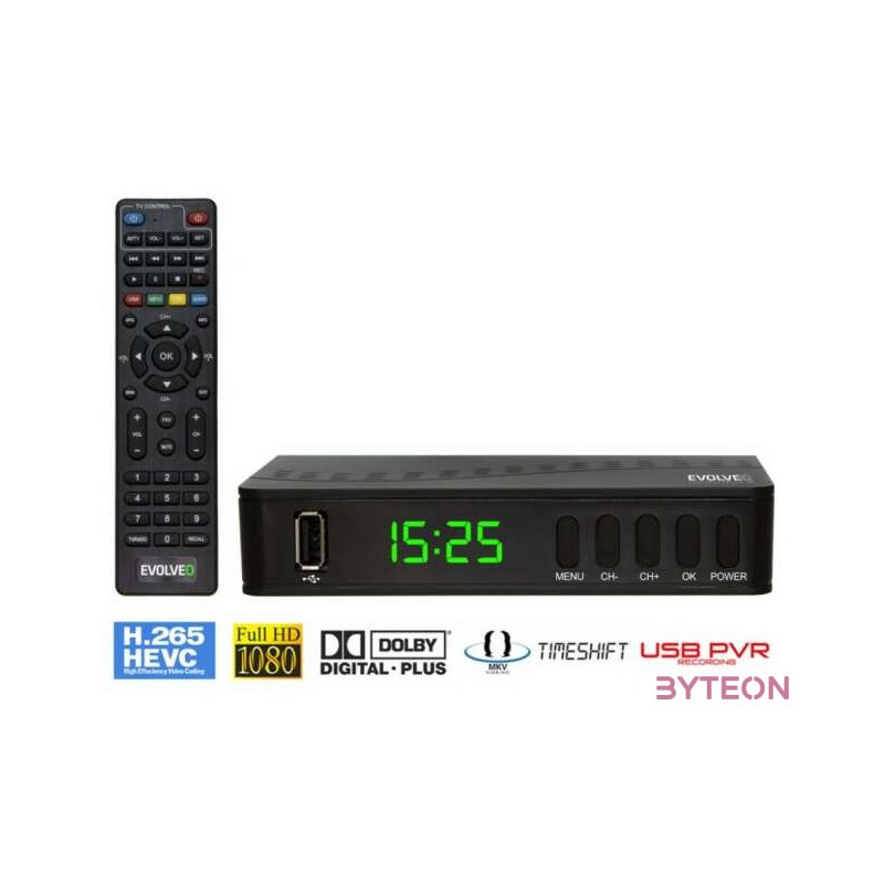 EVOLVEO Alpha T2 Set-top box DVB-T2 Full HD, FTA, fekete