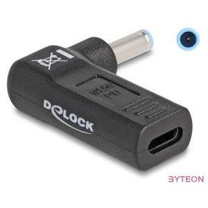 Delock Laptop töltőkábel adapter USB Type-C anya - HP 4,5 x 3,0 mm apa 90 fokban hajlított