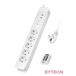 Logilink Aljzat 5-ös  távirányító 2, 5x CEE 7,3, 1,5 m, fehér