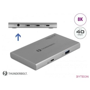 Delock Thunderbolt 4 Hub 3 porttal és egy további SuperSpeed USB 10 Gbps A-típusú porttal - 8K