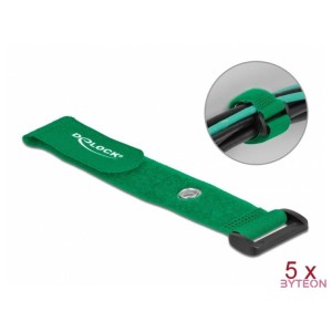 Delock Befűzős kábelkötegelő tépőzárral és szorító karikával hossza 190 mm, szélessége 25 mm, 5 db.