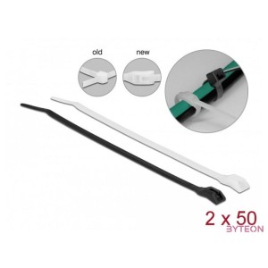 Delock Kábelkötegelő lapos fejrésszel hossza 205 mm szélessége 4,6 mm, 100 db.