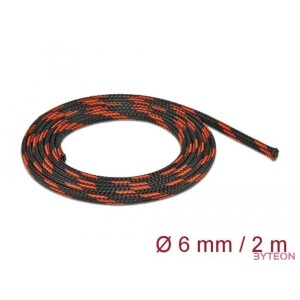 Delock Fonott kábelharisnya nyújtható 2 m x 6 mm fekete-piros