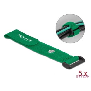 Delock Befűzős kábelkötegelő tépőzárral és szorító karikával hossza 190 mm, szélessége 25 mm, 5 db.