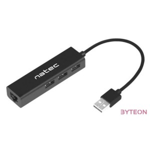 Natec Dragonfly USB 2.0-ról 3 USBRJ45 hub, fekete