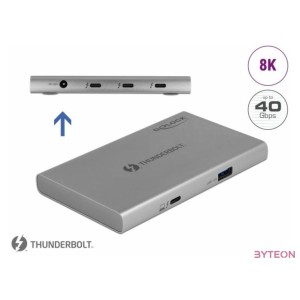 Delock Thunderbolt 4 Hub 3 porttal és egy további SuperSpeed USB 10 Gbps A-típusú porttal - 8K