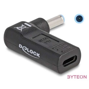 Delock Laptop töltőkábel adapter USB Type-C anya - HP 4,5 x 3,0 mm apa 90 fokban hajlított