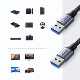 USB3.0 cable Male USB-A to Male USB-A UGREEN 2A, 2m (black)