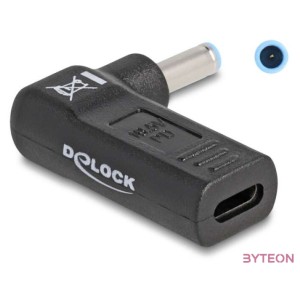 Delock Laptop töltőkábel adapter USB Type-C anya - HP 4,5 x 3,0 mm apa 90 fokban hajlított