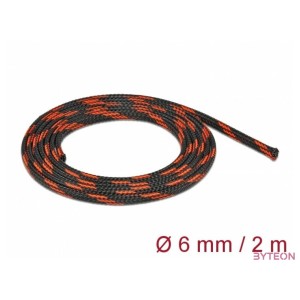 Delock Fonott kábelharisnya nyújtható 2 m x 6 mm fekete-piros