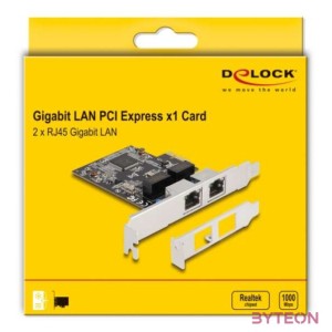 Delock PCI Express x1 kártya - 2 x RJ45 Gigabit LAN