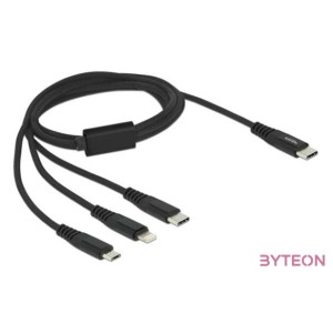 Delock 1 m hosszú, USB töltő kábel 3 az 1 USB Type-C apa Lightning -, Micro USB- és USB Type-C csa