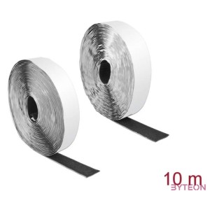 Delock Velcro öntapadó tépőzáras szalag-szett, H 10 m és Sz 25 mm fekete