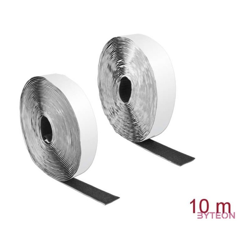 Delock Velcro öntapadó tépőzáras szalag-szett, H 10 m és Sz 25 mm fekete