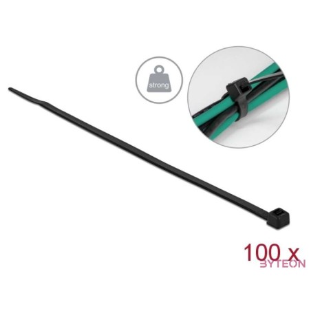 Delock Kábelkötöző magas szakítószilárdsággal hossza 300 x szélessége 4,8 mm, 100 db. Fekete