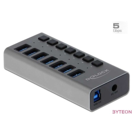 Delock Külső SuperSpeed USB hub 7 bemenettel és kapcsolóval
