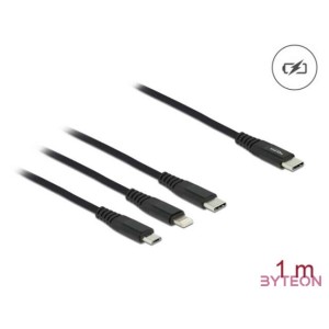 Delock 1 m hosszú, USB töltő kábel 3 az 1 USB Type-C apa Lightning -, Micro USB- és USB Type-C csa