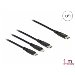 Delock 1 m hosszú, USB töltő kábel 3 az 1 USB Type-C apa Lightning -, Micro USB- és USB Type-C csa
