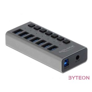 Delock Külső SuperSpeed USB hub 7 bemenettel és kapcsolóval