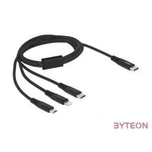 Delock 1 m hosszú, USB töltő kábel 3 az 1 USB Type-C apa Lightning -, Micro USB- és USB Type-C csa