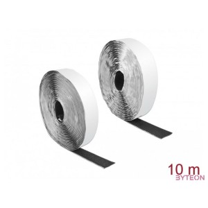 Delock Velcro öntapadó tépőzáras szalag-szett, H 10 m és Sz 25 mm fekete