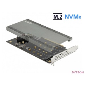 Delock PCI Expresz x16 kártya - 4 x belső NVMe M.2 M-kulcs hűtőbordával és ventilátorral - elágazás