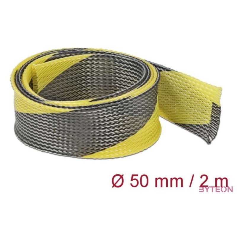 Delock Fonott kábelharisnya nyújtható 2 m x 50 mm fekete-sárga