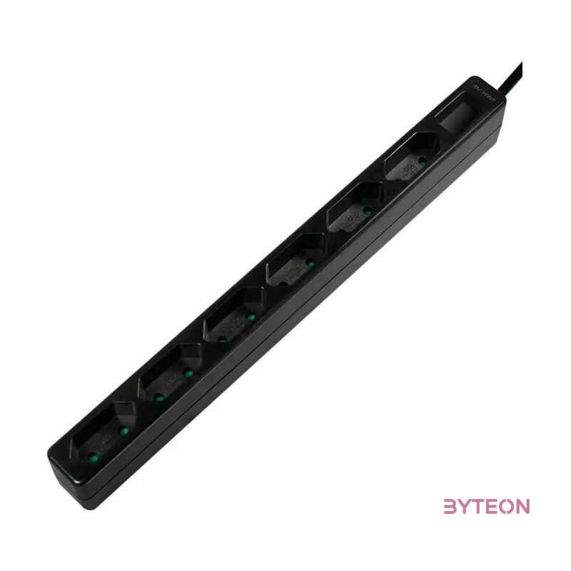 Logilink Aljzat 6-os, 6x CEE 7,3, vékony, 1,5 m, fekete