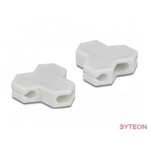 Delock Kábeltartó öntapadó 3 átvezetővel (1 db lapos kábel és 2 db kerek kábel) 2 db fehér