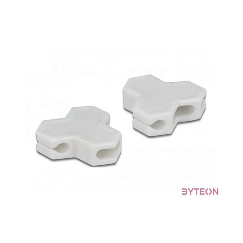 Delock Kábeltartó öntapadó 3 átvezetővel (1 db lapos kábel és 2 db kerek kábel) 2 db fehér