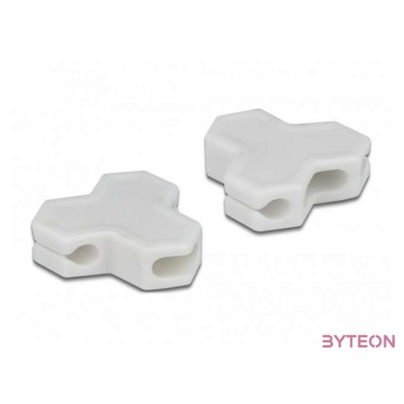 Delock Kábeltartó öntapadó 3 átvezetővel (1 db lapos kábel és 2 db kerek kábel) 2 db fehér