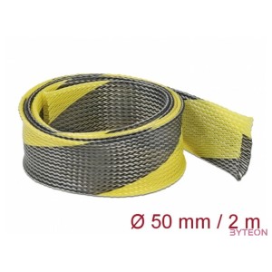Delock Fonott kábelharisnya nyújtható 2 m x 50 mm fekete-sárga