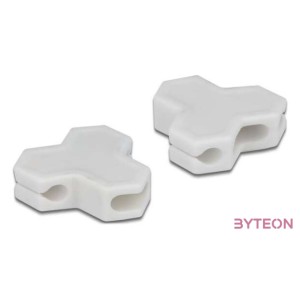 Delock Kábeltartó öntapadó 3 átvezetővel (1 db lapos kábel és 2 db kerek kábel) 2 db fehér