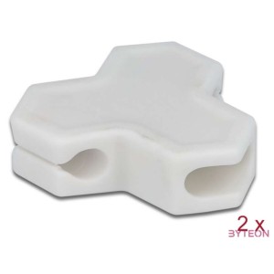 Delock Kábeltartó öntapadó 3 átvezetővel (1 db lapos kábel és 2 db kerek kábel) 2 db fehér