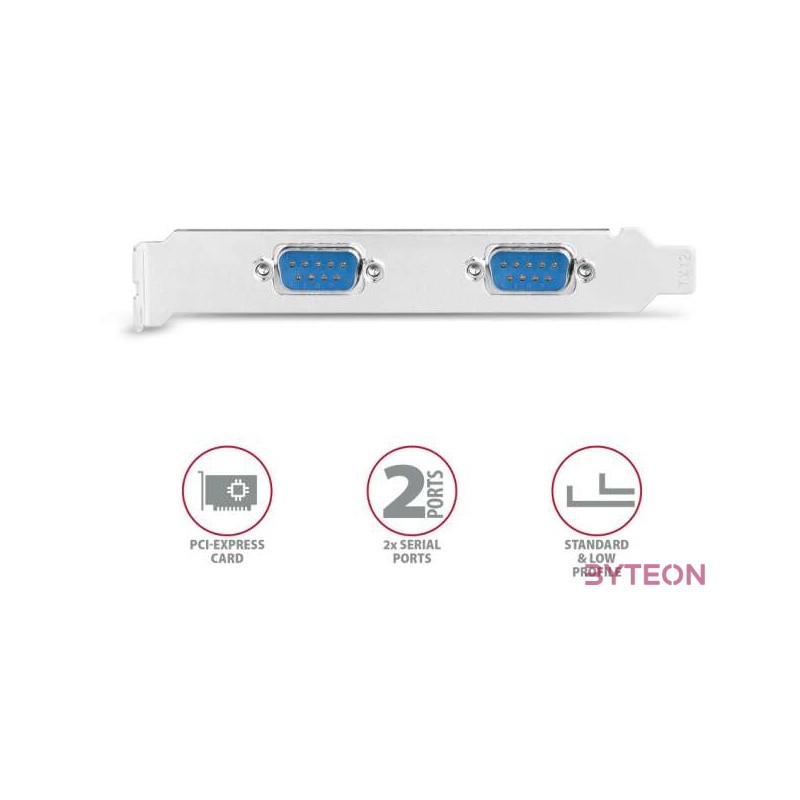 Bővítő kártya PCI-E x1 Axagon 2x DB9 Serial  LP hátlap