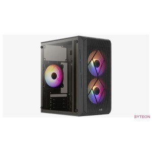 Számítógépház Aerocool CS-107 Mesh FRGB mATX Fekete Acryl üveg