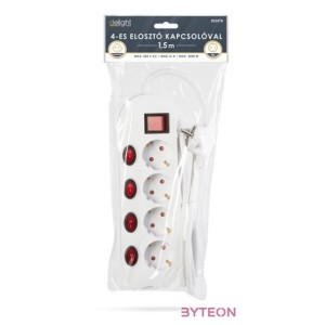 Hálózati elosztó Hosszabbító 1.5m 4-es 41 kapcsoló, 250V,16A fehér