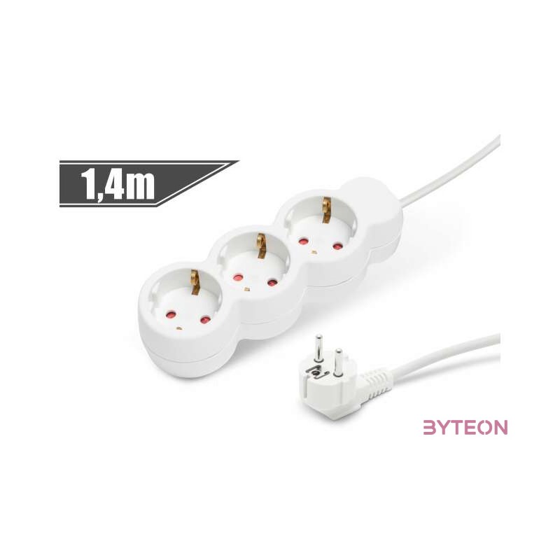 Hálózati elosztó Hosszabbító 1.4m 3-as 10,16A 250V (3 x 1)  Fehér