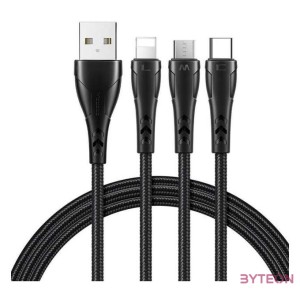 3in1 USB to USB-C , Lightning , Micro USB Cable, Mcdodo CA-6960, 1.2m (Black)