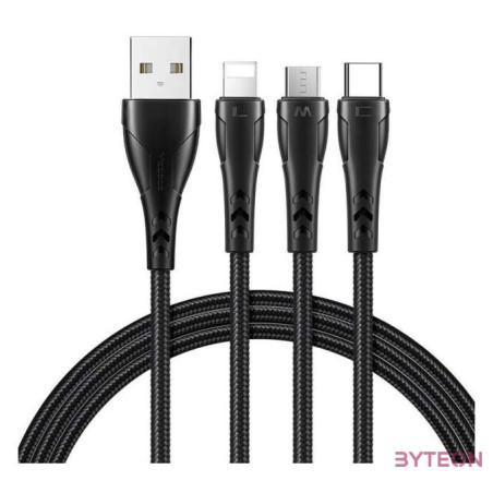 3in1 USB to USB-C , Lightning , Micro USB Cable, Mcdodo CA-6960, 1.2m (Black)