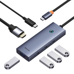 6in1 Hub Baseus  UltraJoy USB-C do HDMI4K@60Hz+4xUSB 3.0+PD (space grey)