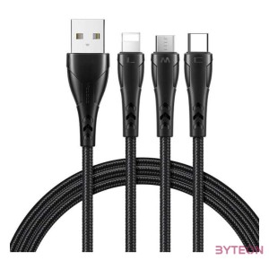 3in1 USB to USB-C , Lightning , Micro USB Cable, Mcdodo CA-6960, 1.2m (Black)
