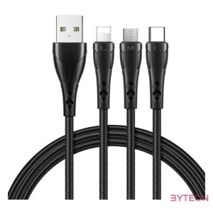 3in1 USB to USB-C , Lightning , Micro USB Cable, Mcdodo CA-6960, 1.2m (Black)
