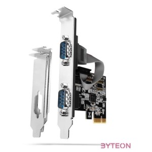 Bővítő kártya PCI-E x1 Axagon 2x DB9 Serial  LP hátlap