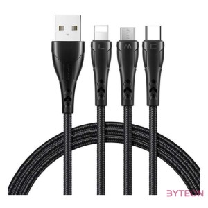 3in1 USB to USB-C , Lightning , Micro USB Cable, Mcdodo CA-6960, 1.2m (Black)