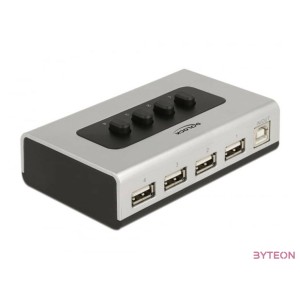 Delock Kétirányú USB 2.0 switch 1 db. B-típusú anya  4 db. A-típusú anya kézi átkapcsolással