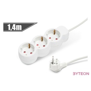 Hálózati elosztó Hosszabbító 1.4m 3-as 10,16A 250V (3 x 1)  Fehér