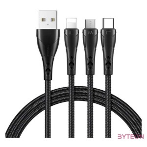 3in1 USB to USB-C , Lightning , Micro USB Cable, Mcdodo CA-6960, 1.2m (Black)