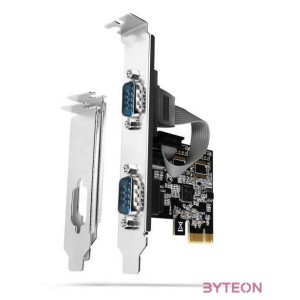 Bővítő kártya PCI-E x1 Axagon 2x DB9 Serial  LP hátlap