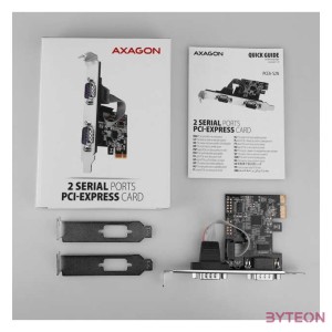 Bővítő kártya PCI-E x1 Axagon 2x DB9 Serial  LP hátlap